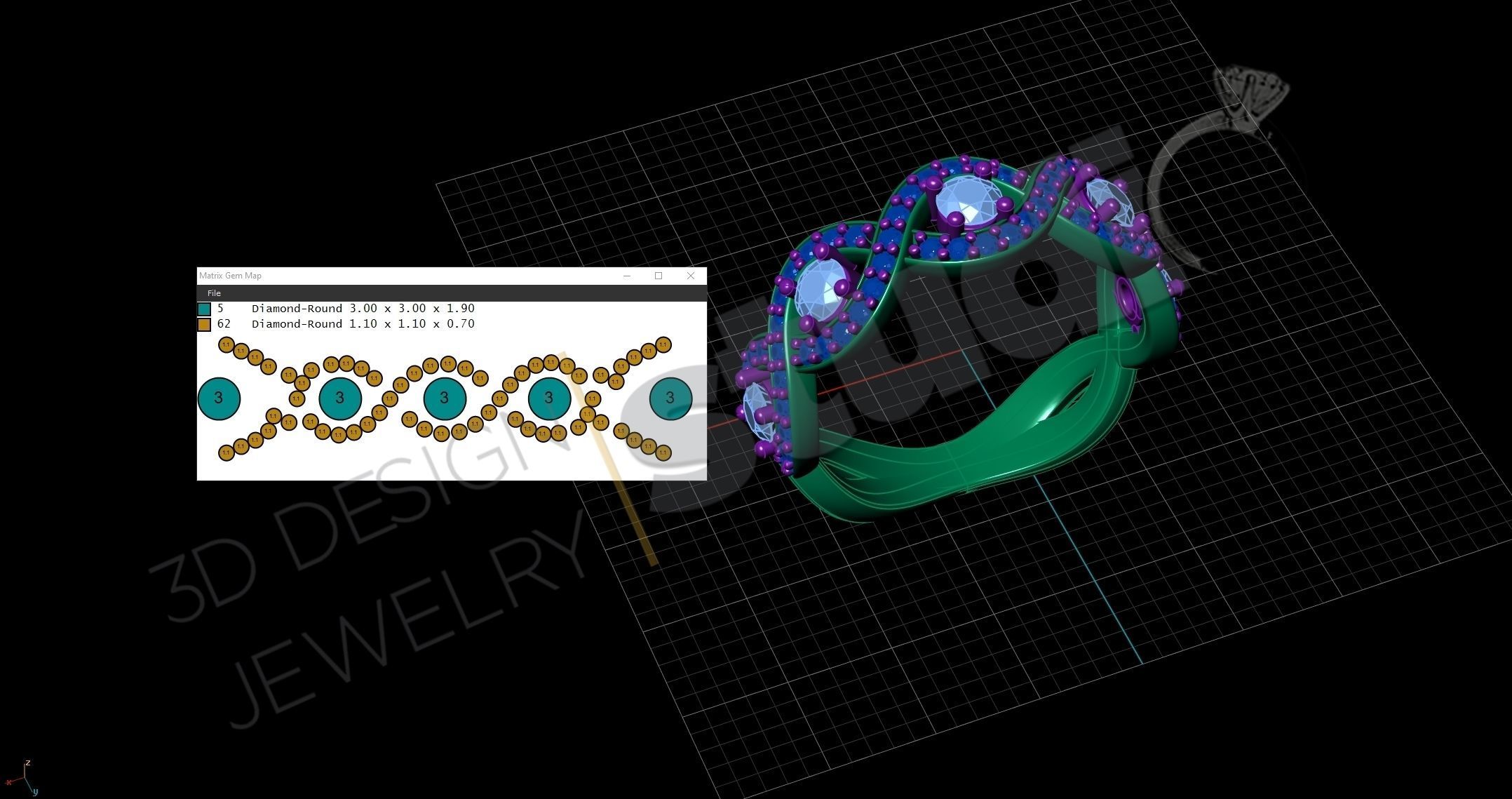 Luxury twist ring with stones 3d model print 3D print model_6