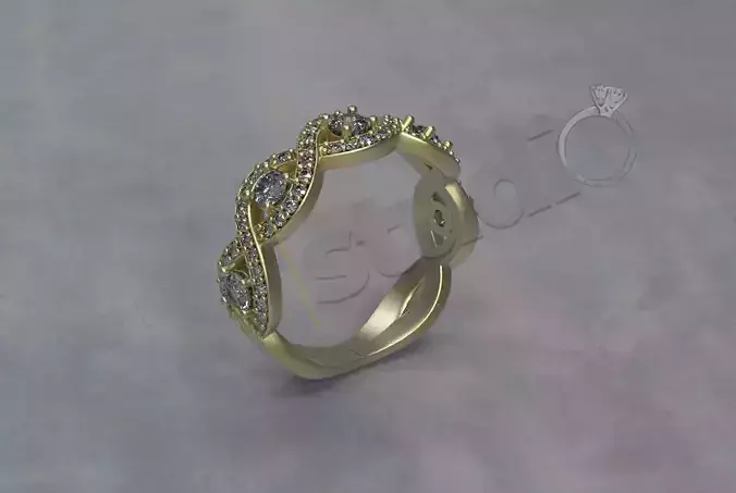 Luxury twist ring with stones 3d model print