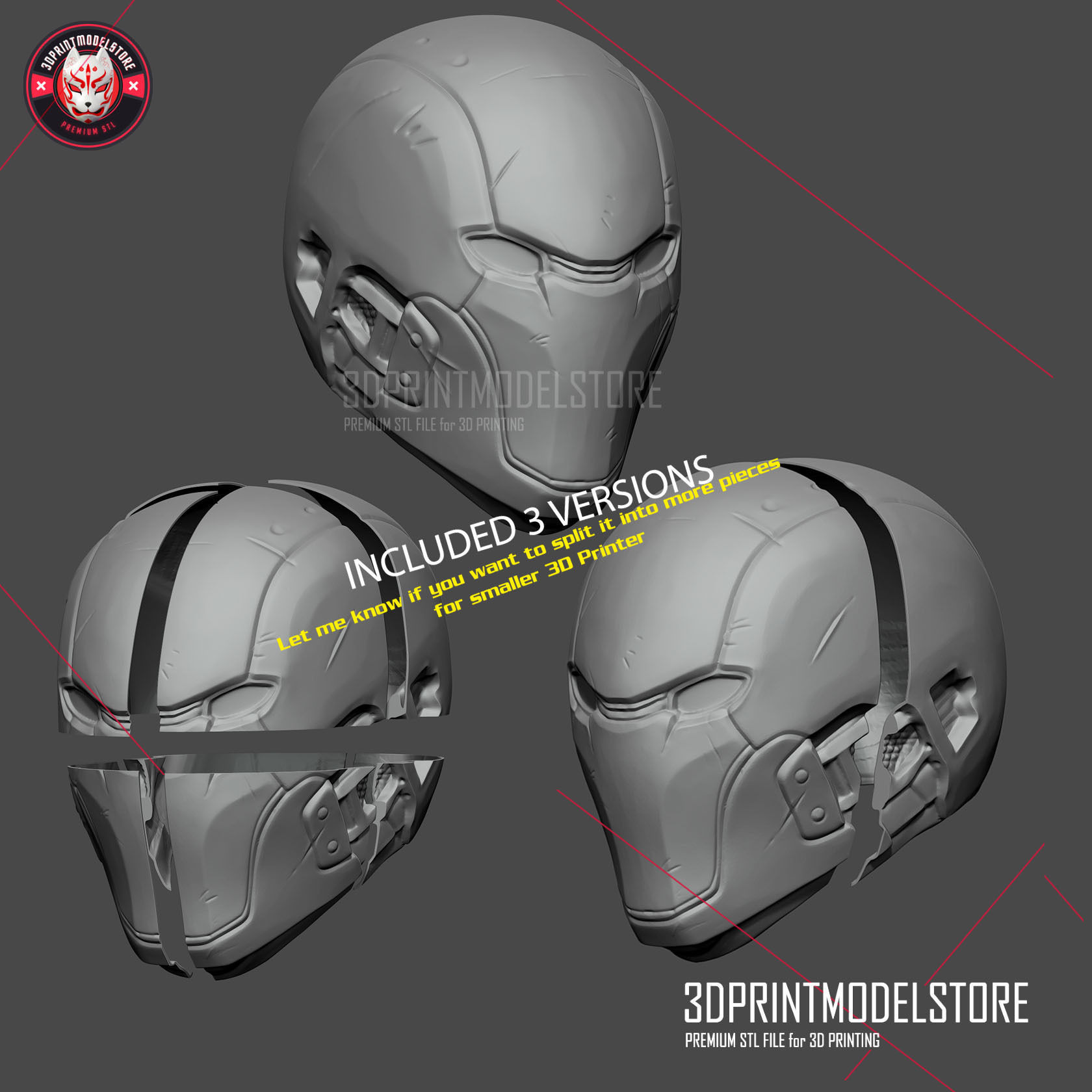 Red Hood Helmet - Red Hood Injustice Cosplay Mask  3D print model_4