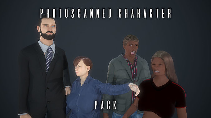 9 Photoscanned Characters - Bundle 01 Low-poly 3D model