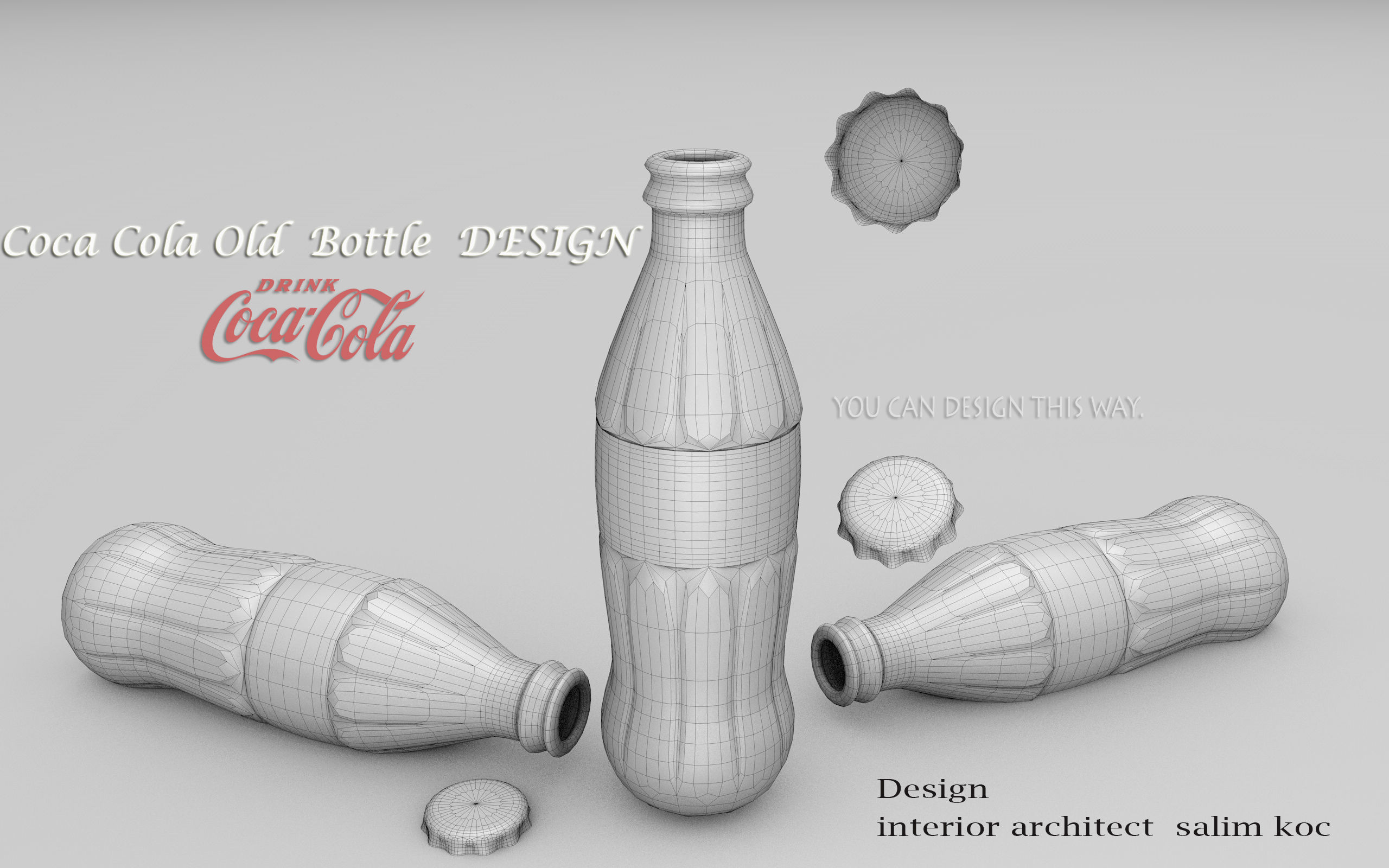 OLD COCA COLA BOTTLE DESIGN Low-poly 3D model_1