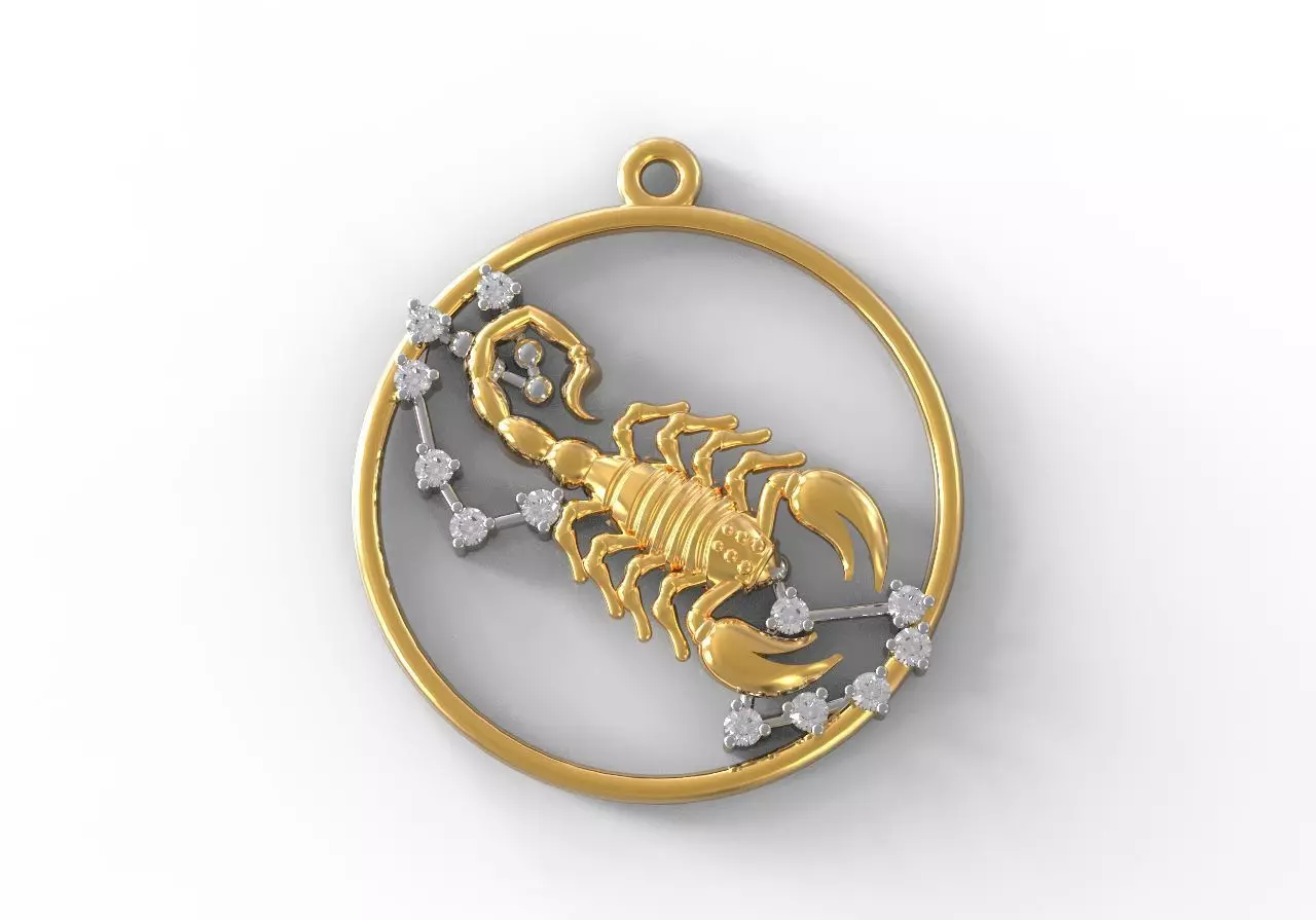 Scorpio zodiac pendant 3D print model_0
