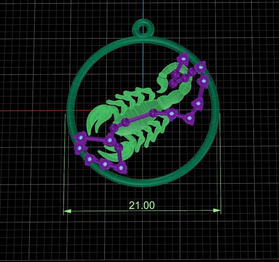 Scorpio zodiac pendant 3D print model_3