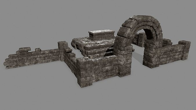 Stone Set arch Low-poly 3D model