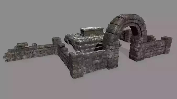 Stone Set arch Low-poly 3D model