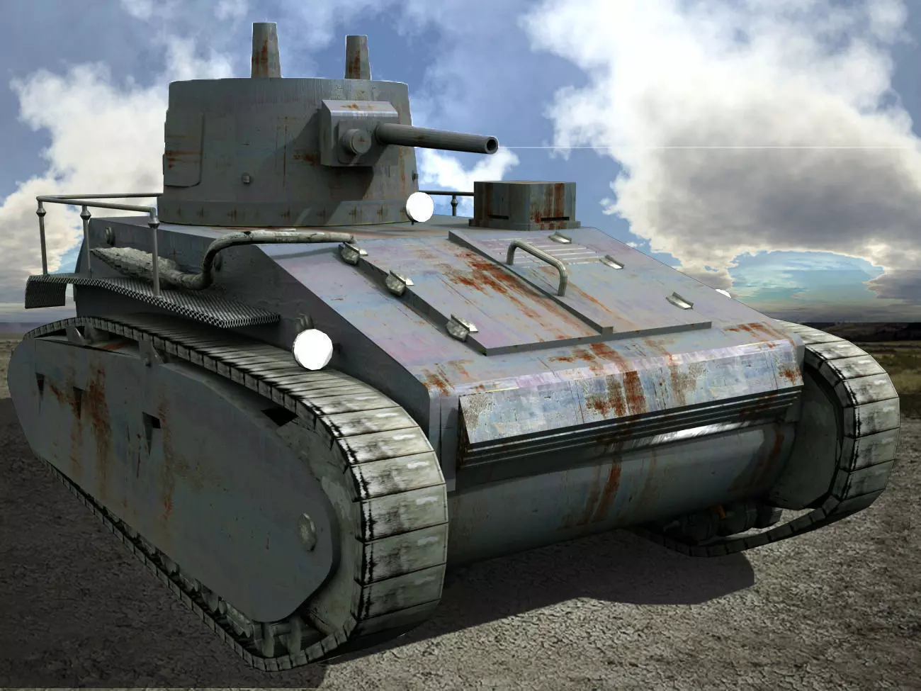 Leichttracker German Tank WW II Low-poly 3D model_0