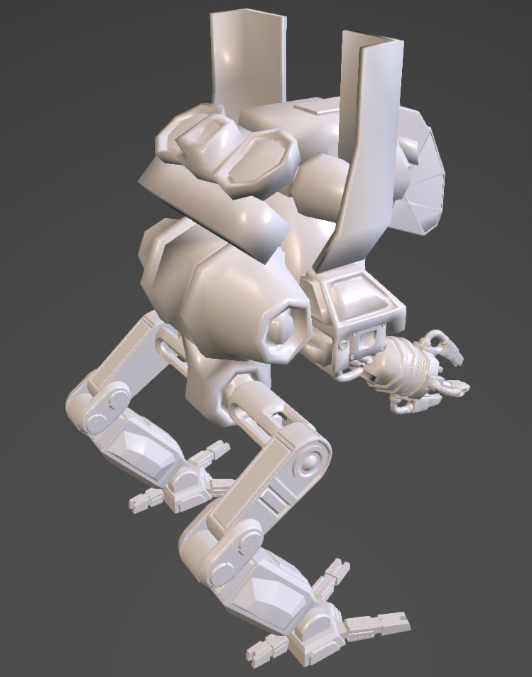 robot walker Low-poly 3D model_2