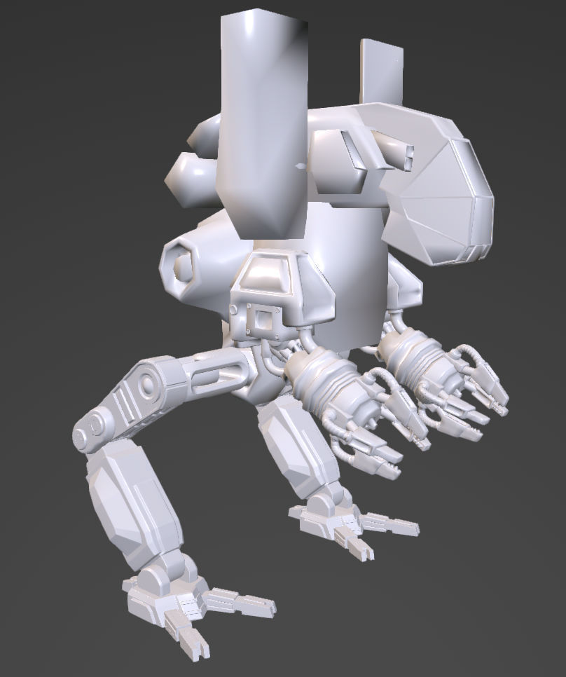robot walker Low-poly 3D model_4