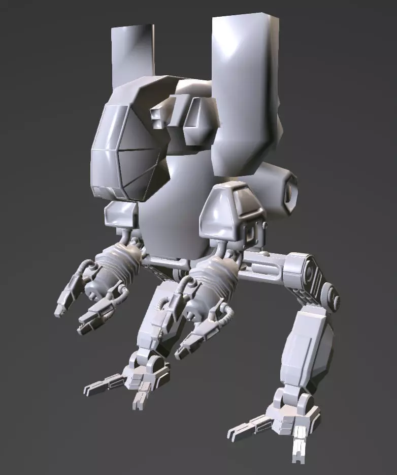 robot walker Low-poly 3D model_0