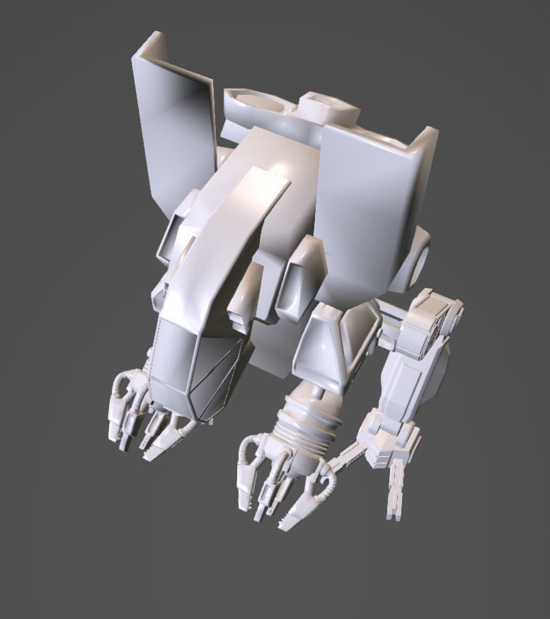 robot walker Low-poly 3D model_1