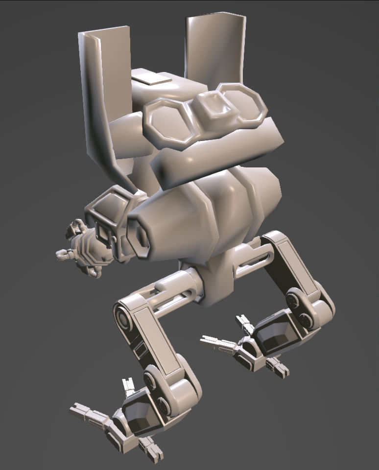 robot walker Low-poly 3D model_5