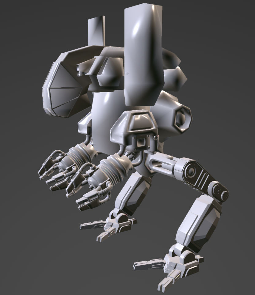 robot walker Low-poly 3D model_3