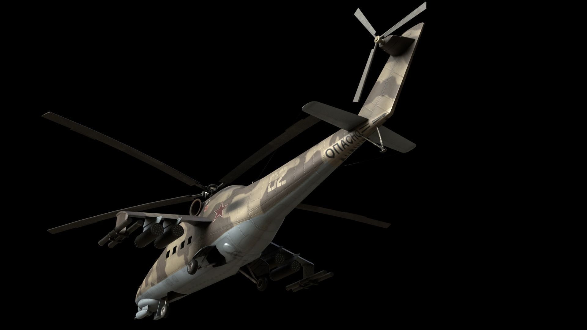   Mil Mi-24 Hind Attack Helicopter Low-poly 3D model_4