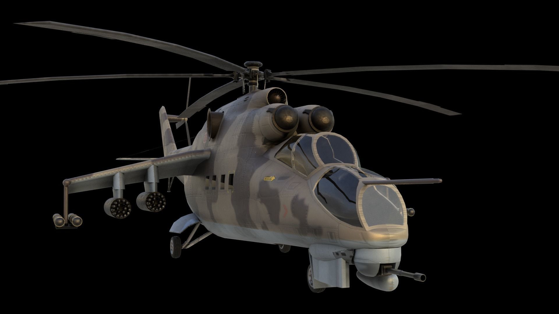   Mil Mi-24 Hind Attack Helicopter Low-poly 3D model_15