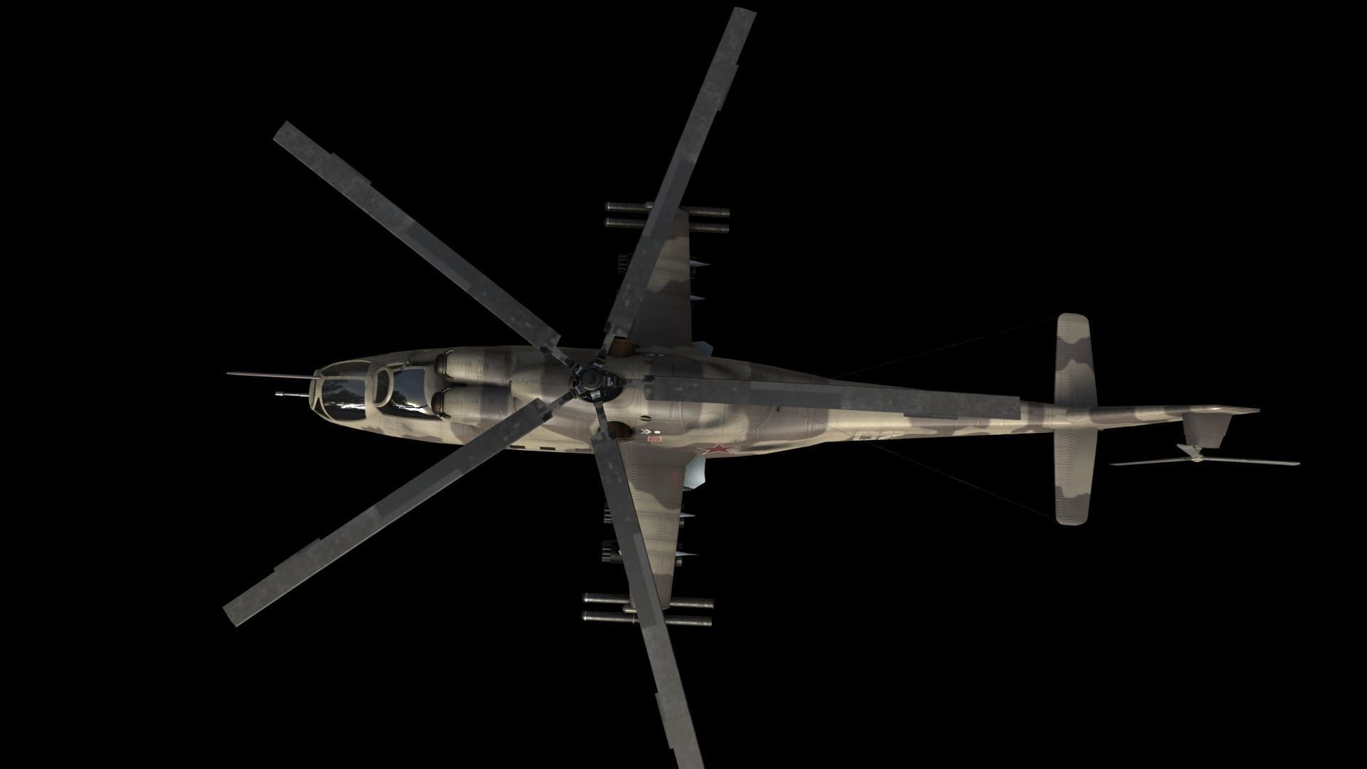   Mil Mi-24 Hind Attack Helicopter Low-poly 3D model_3