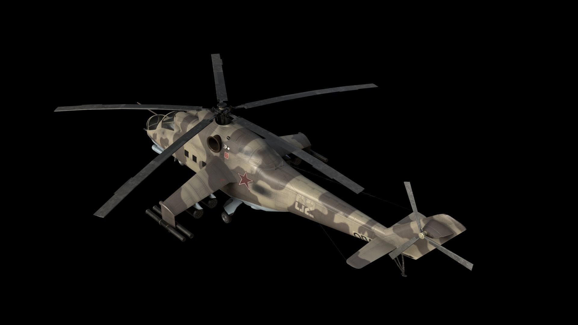   Mil Mi-24 Hind Attack Helicopter Low-poly 3D model_5