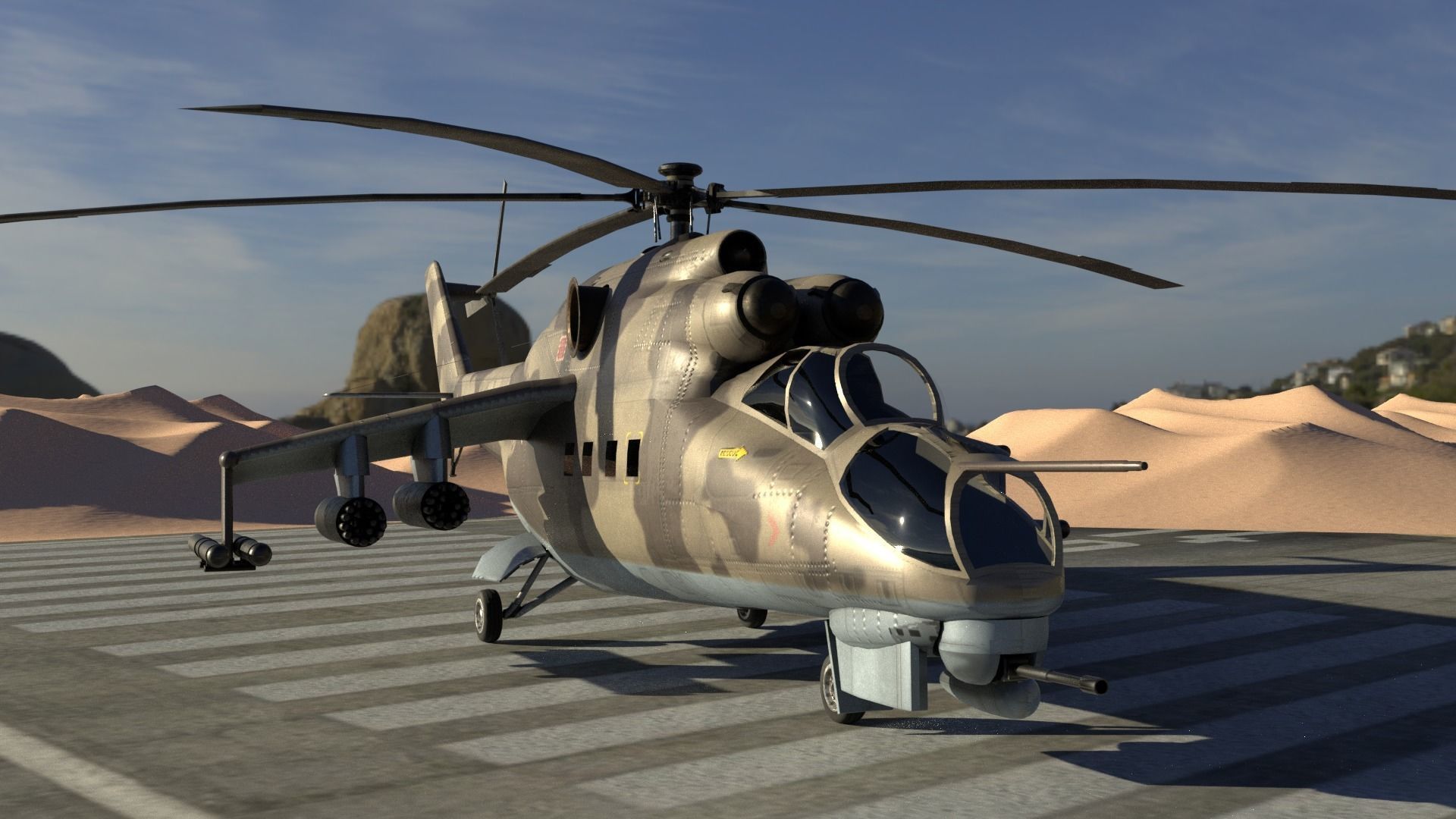   Mil Mi-24 Hind Attack Helicopter Low-poly 3D model_21
