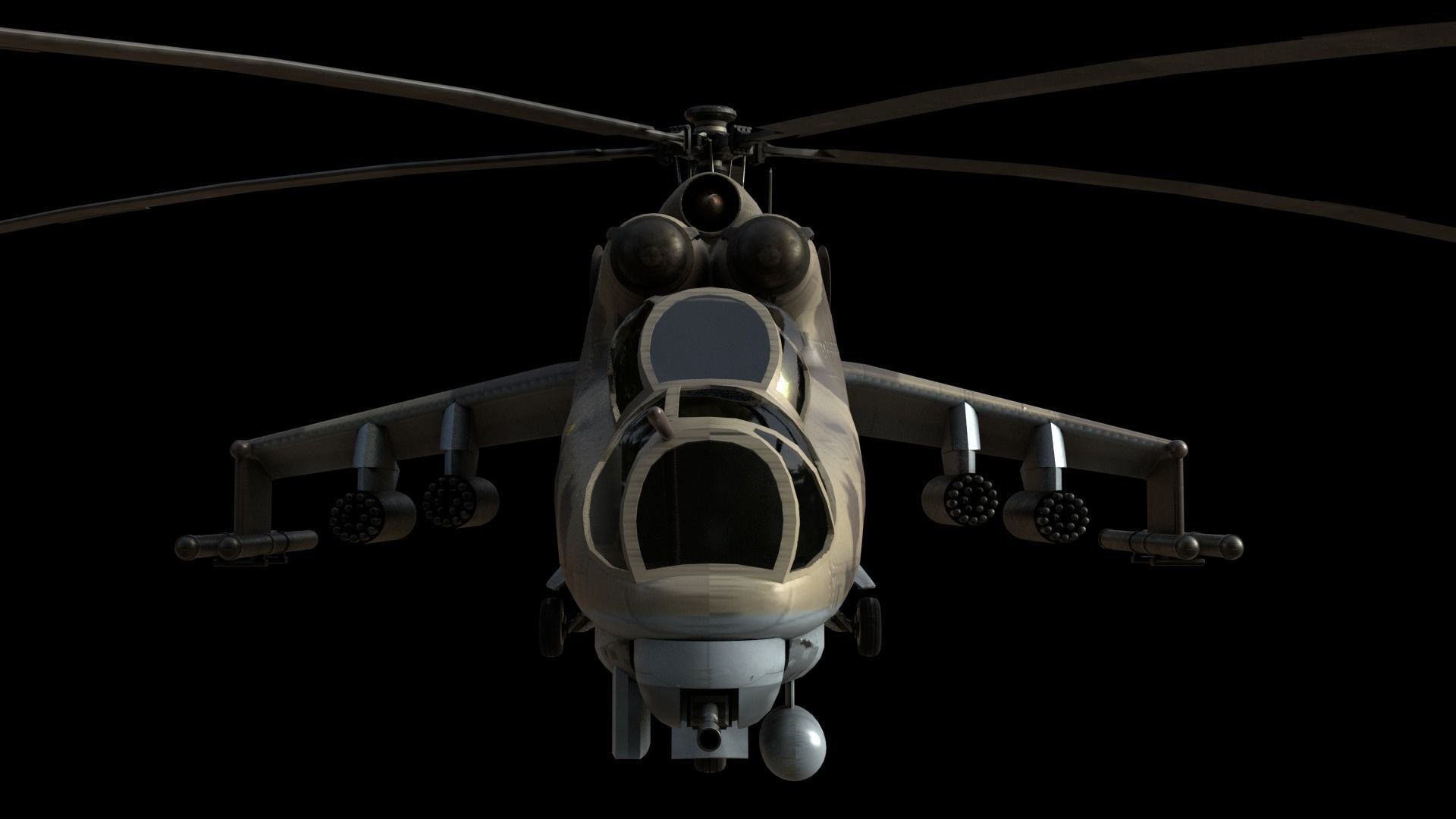   Mil Mi-24 Hind Attack Helicopter Low-poly 3D model_2