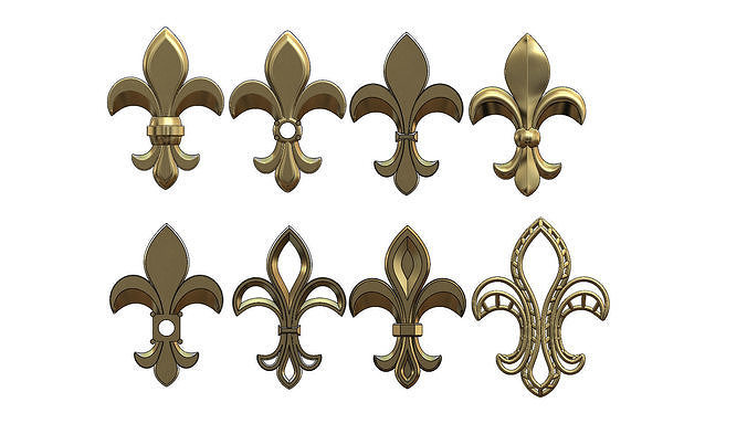 Royal lily Lys flower Fleur de lys  variations for pendants 3D print model