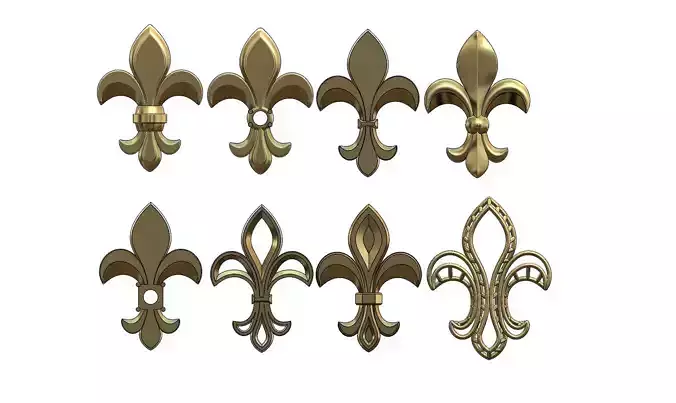 Royal lily Lys flower Fleur de lys  variations for pendants