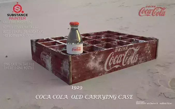  OLD COCA COLA CARRYING CASE AND ONE BOTTLE DESIGN Low-poly 3D model