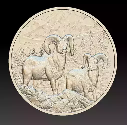 Rams in the Mountains Coin - relief - 2020