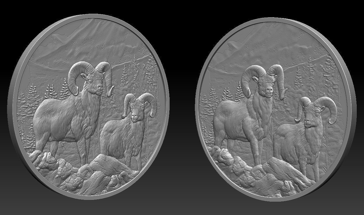 Rams in the Mountains Coin - relief - 2020 3D print model_3
