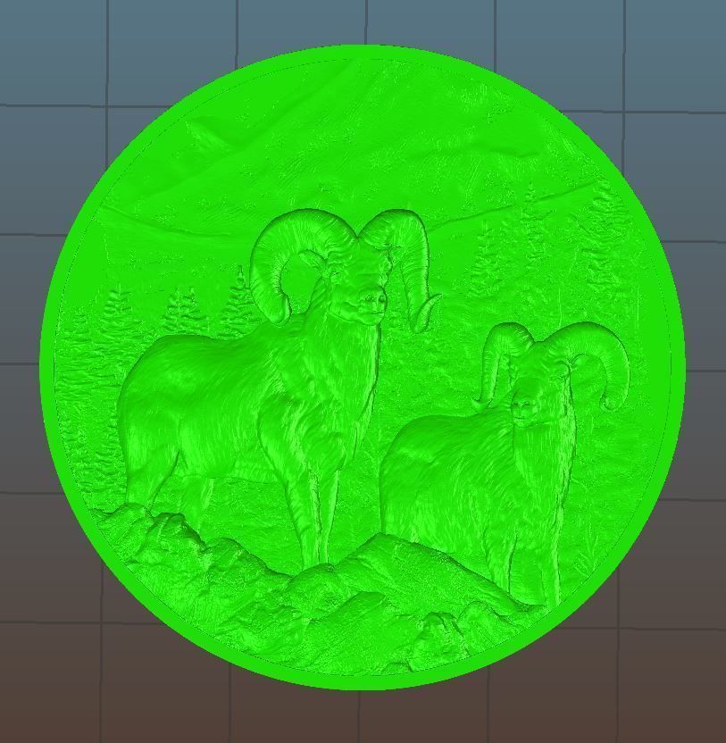 Rams in the Mountains Coin - relief - 2020 3D print model_5