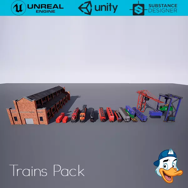 Trains Pack Low-poly 3D model_0