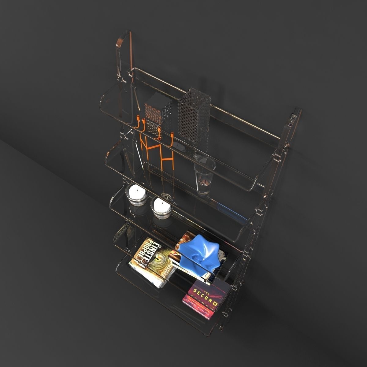 Wisteria ACRYLIC LEANING BOOKSHELF 3D model_4