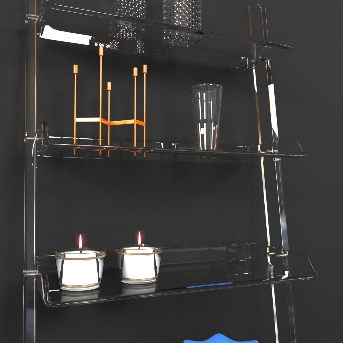 Wisteria ACRYLIC LEANING BOOKSHELF 3D model_2