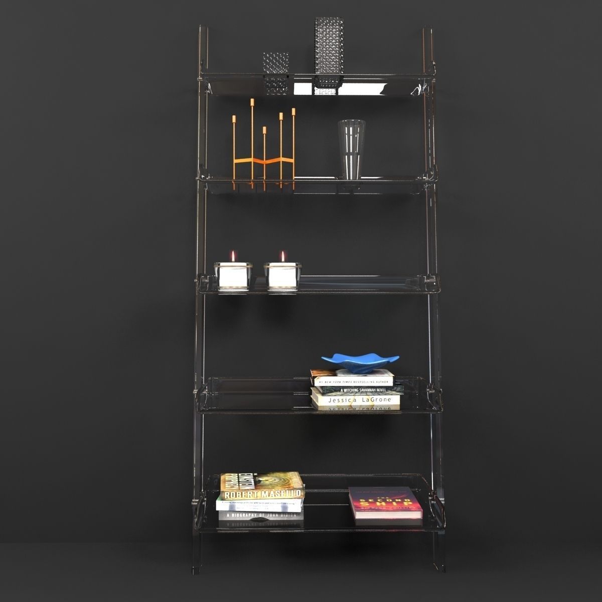 Wisteria ACRYLIC LEANING BOOKSHELF 3D model_1