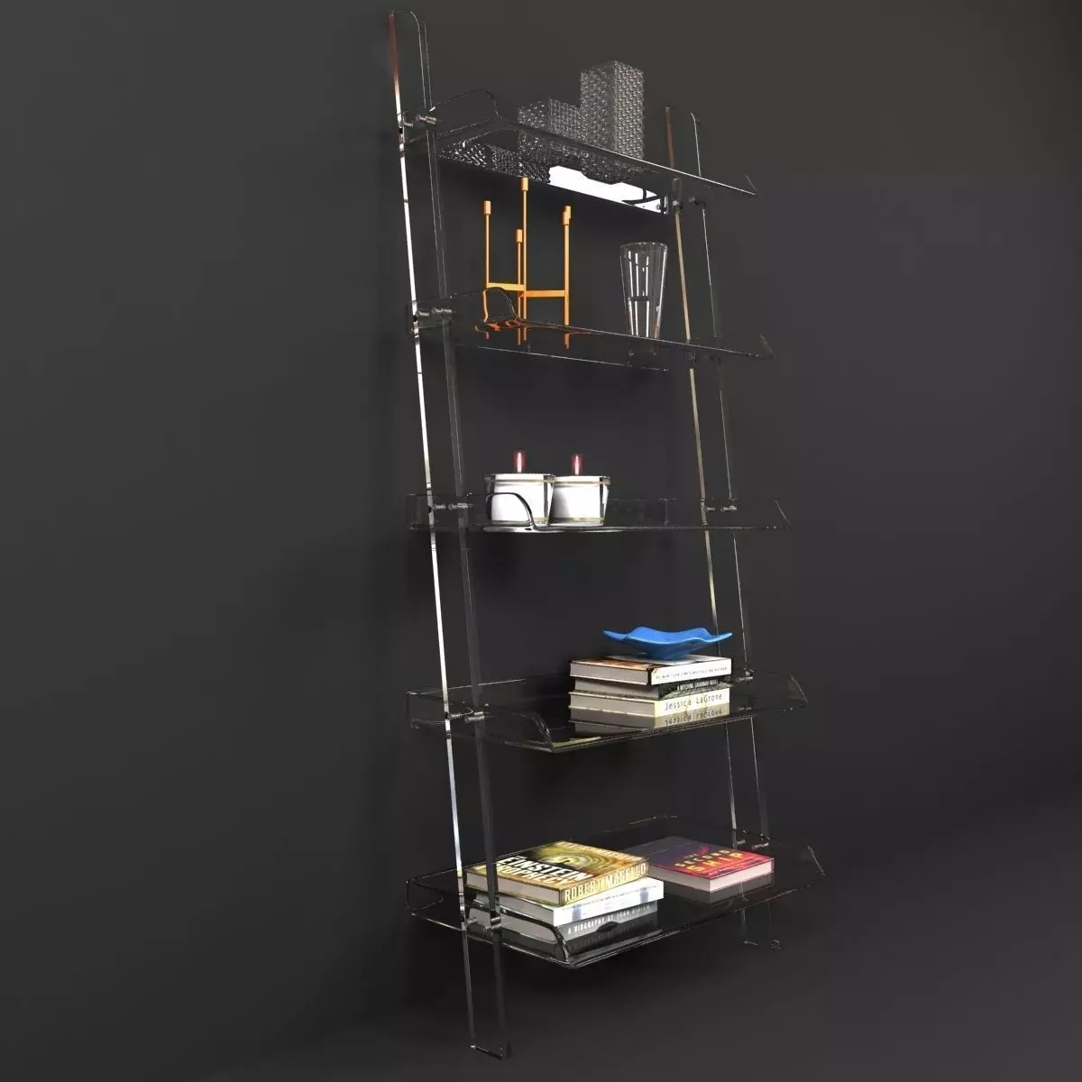 Wisteria ACRYLIC LEANING BOOKSHELF 3D model_0