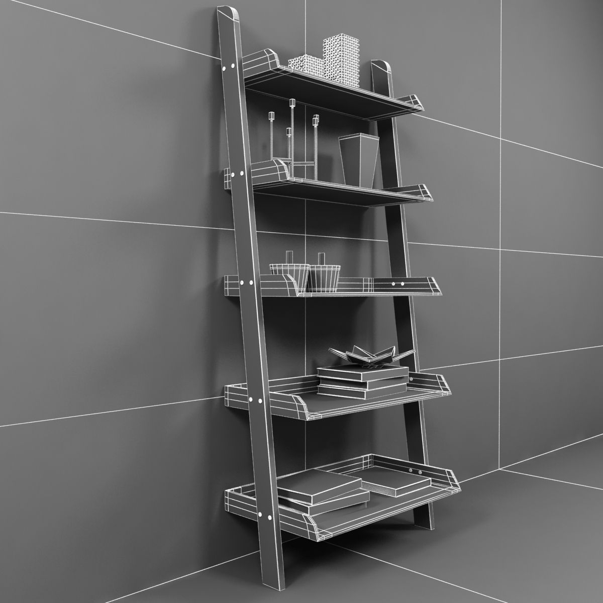 Wisteria ACRYLIC LEANING BOOKSHELF 3D model_7