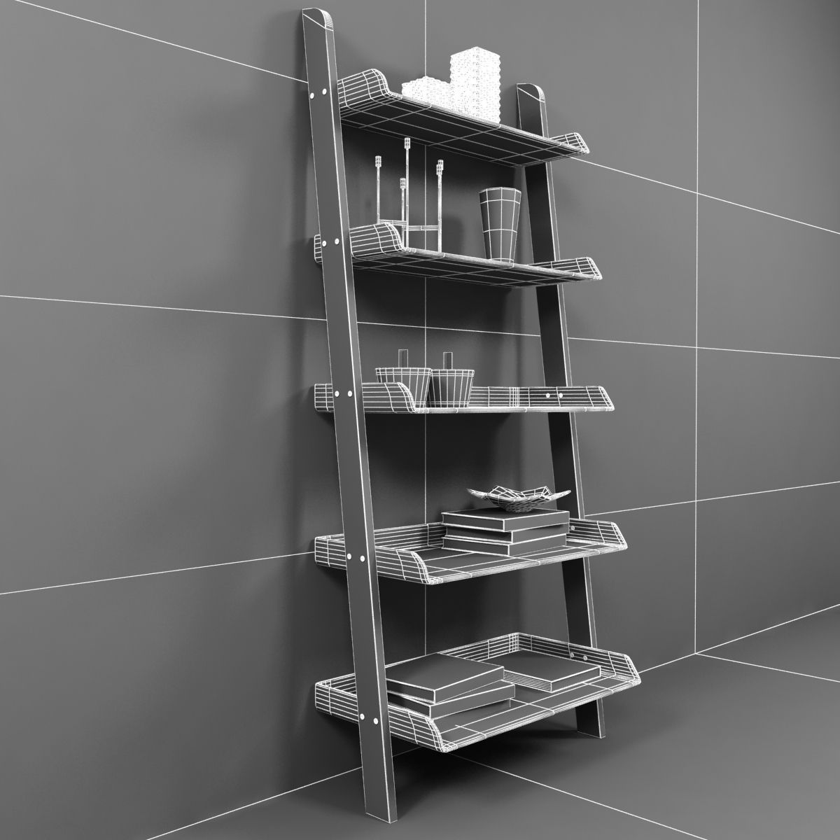 Wisteria ACRYLIC LEANING BOOKSHELF 3D model_8