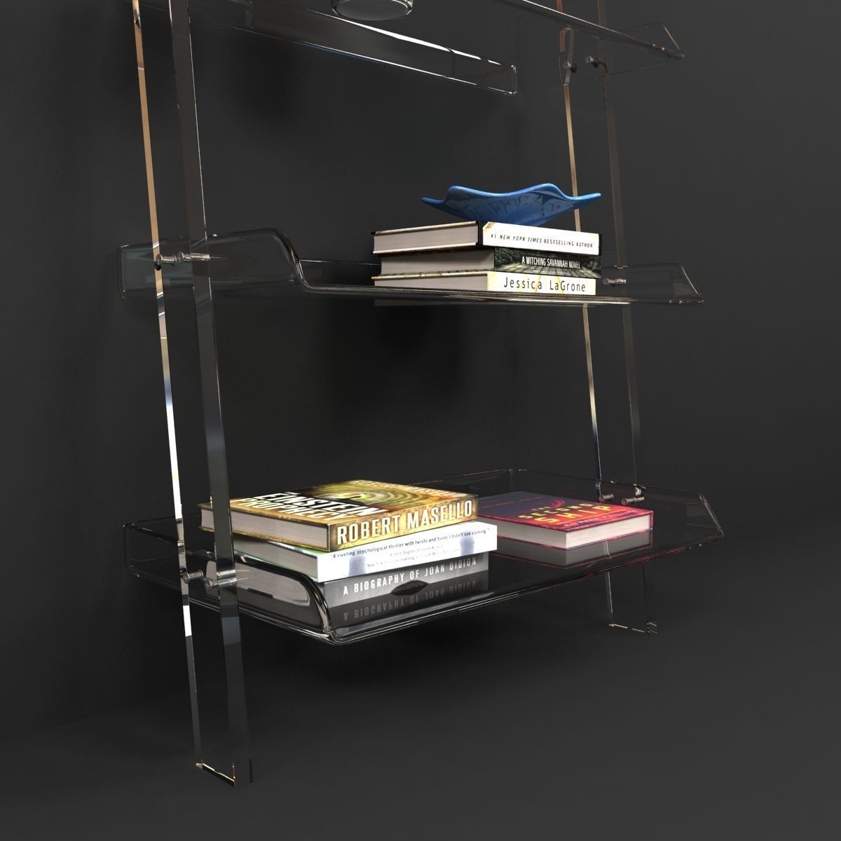 Wisteria ACRYLIC LEANING BOOKSHELF 3D model_5