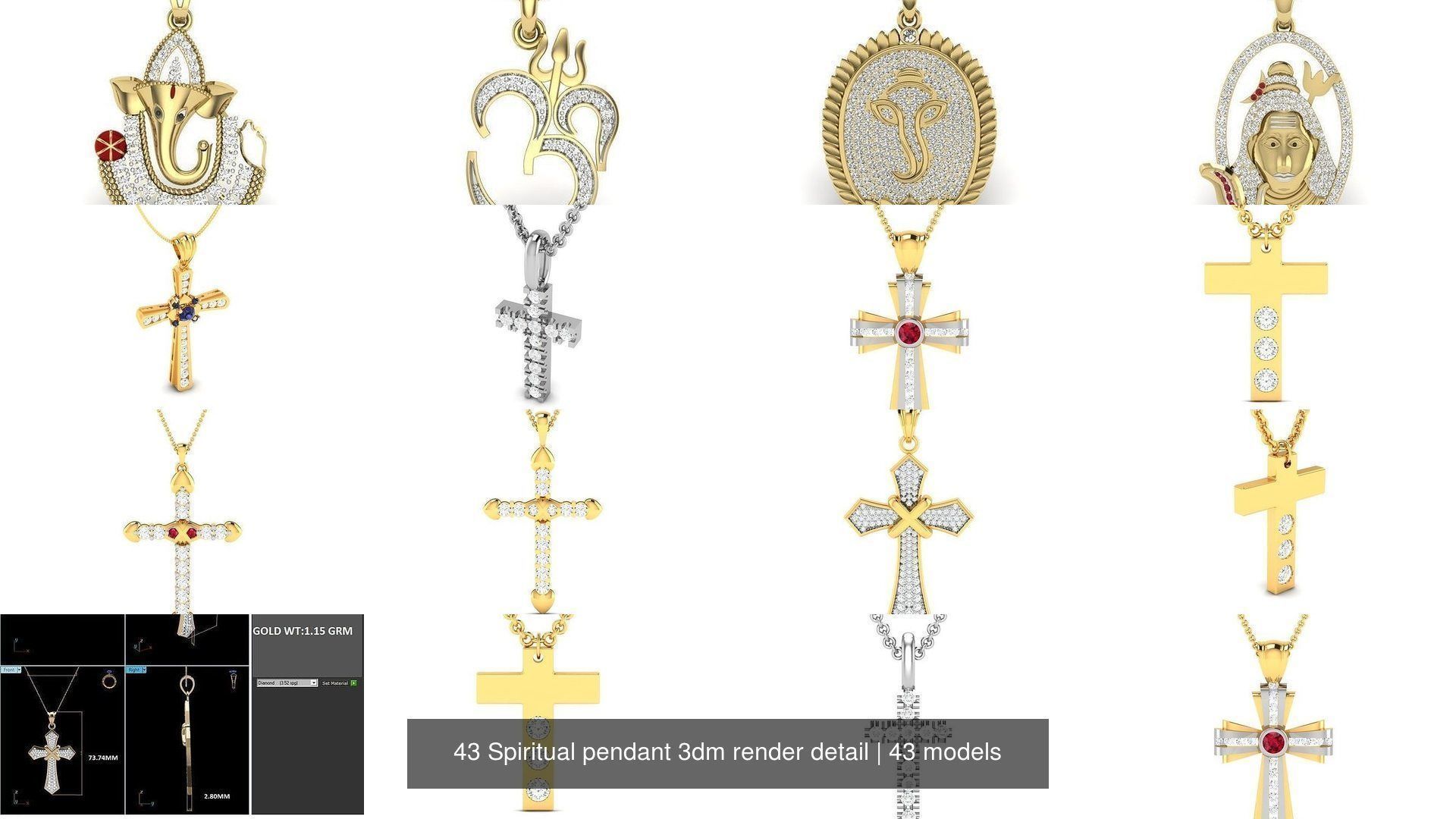 43 Spiritual pendant 3dm render detail 3D Model Collection_5