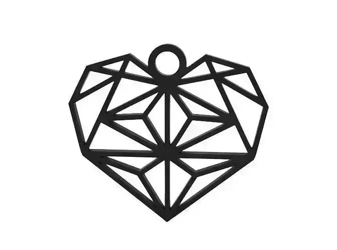 Keychain geometric heart pendant