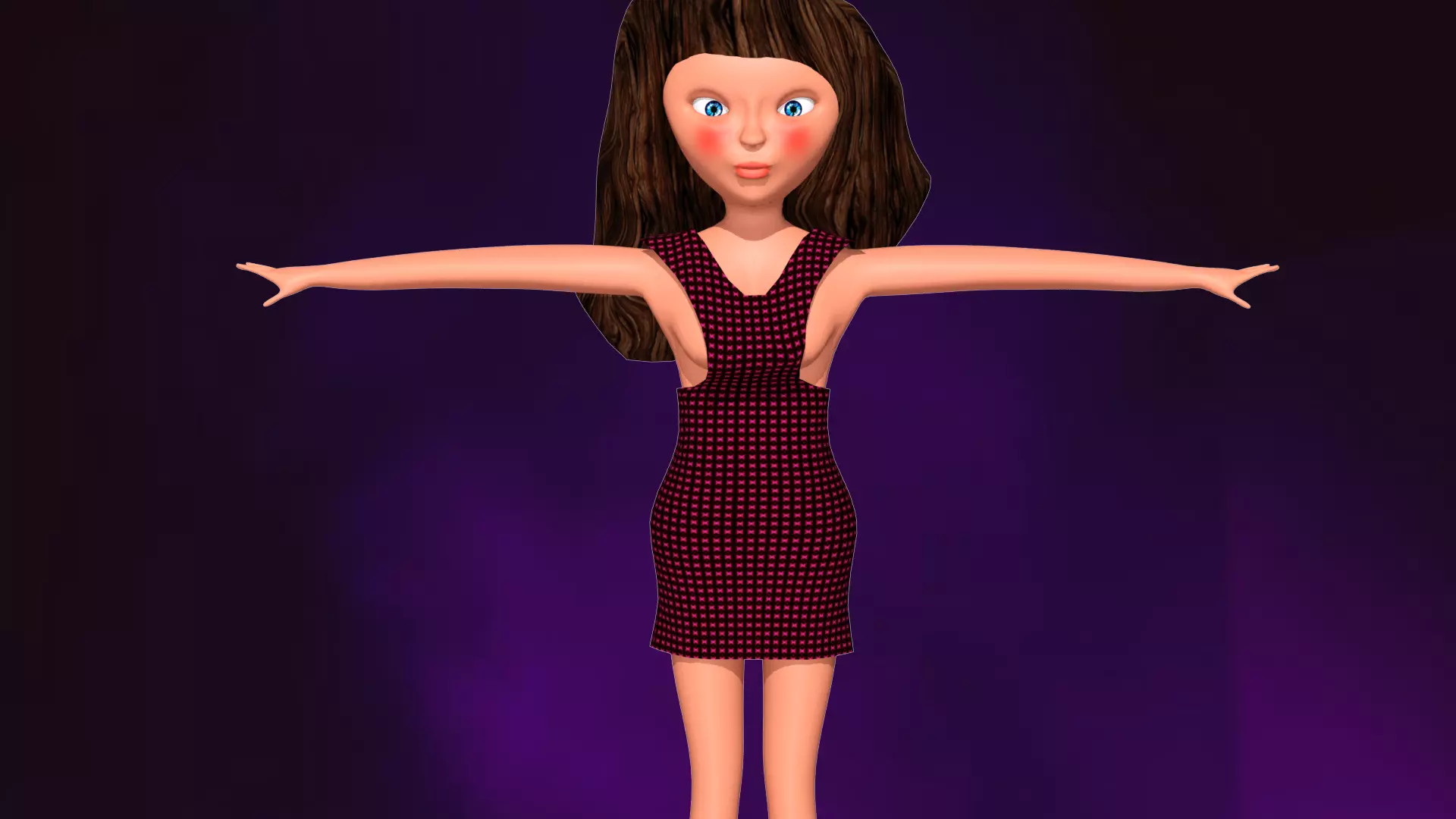 free model of a woman in a dress with textures 44 Free low-poly 3D model