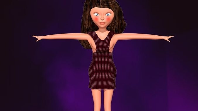 free model of a woman in a dress with textures 44 Free low-poly 3D model