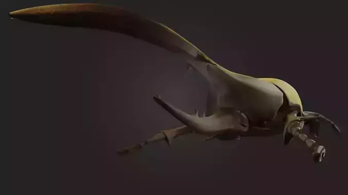Beetle horned reptile with long tail Low-poly 3D model