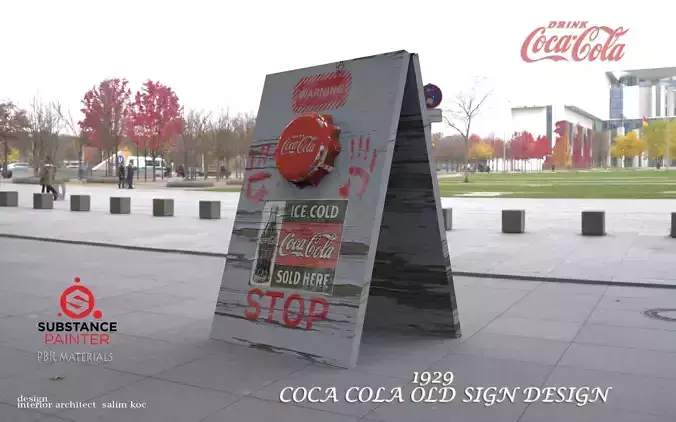 COCA COLA OLD STYLE SIGN DESIGN Low-poly 3D model