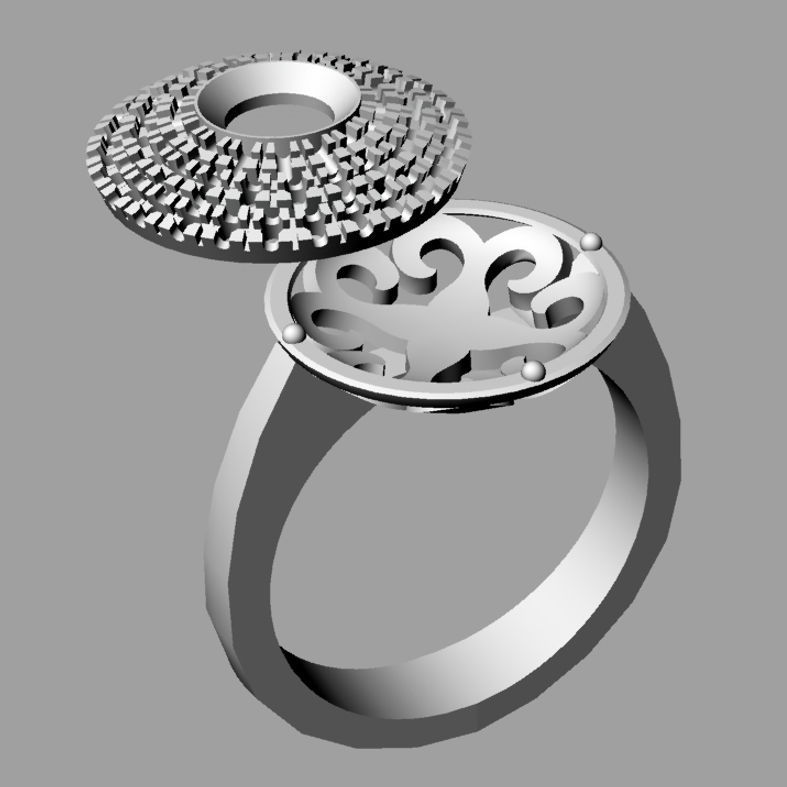 Pave Gems Wedding Gold Ring 3D print model 3D print model_5