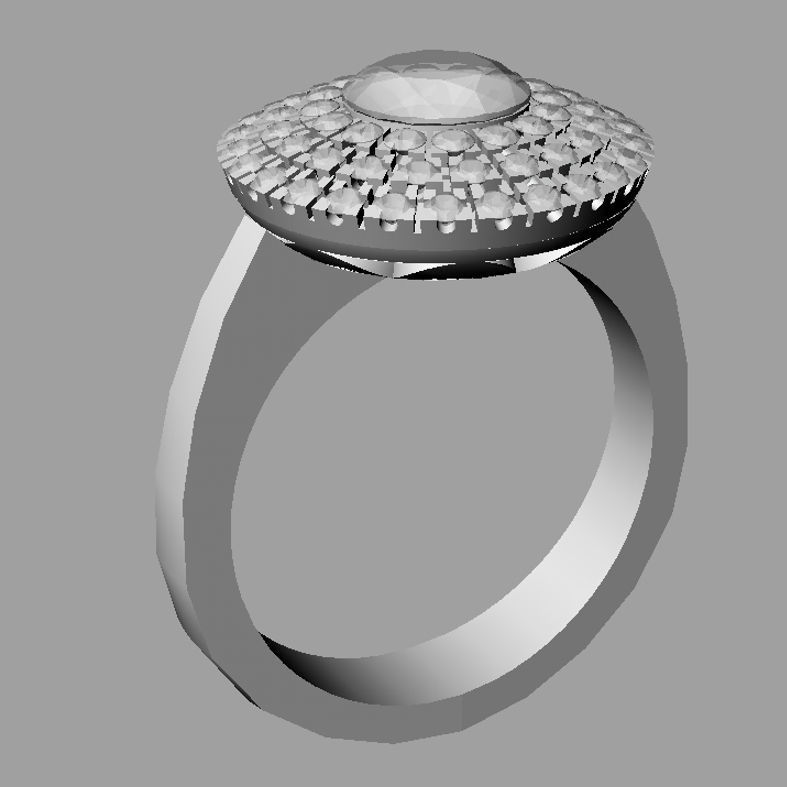 Pave Gems Wedding Gold Ring 3D print model 3D print model_1