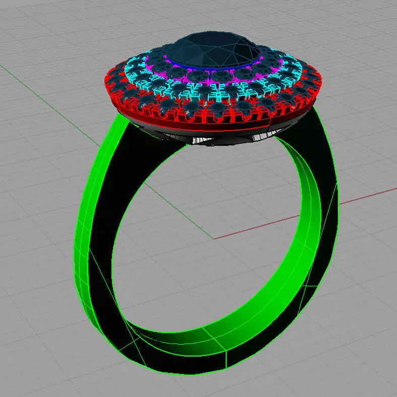 Pave Gems Wedding Gold Ring 3D print model 3D print model_0