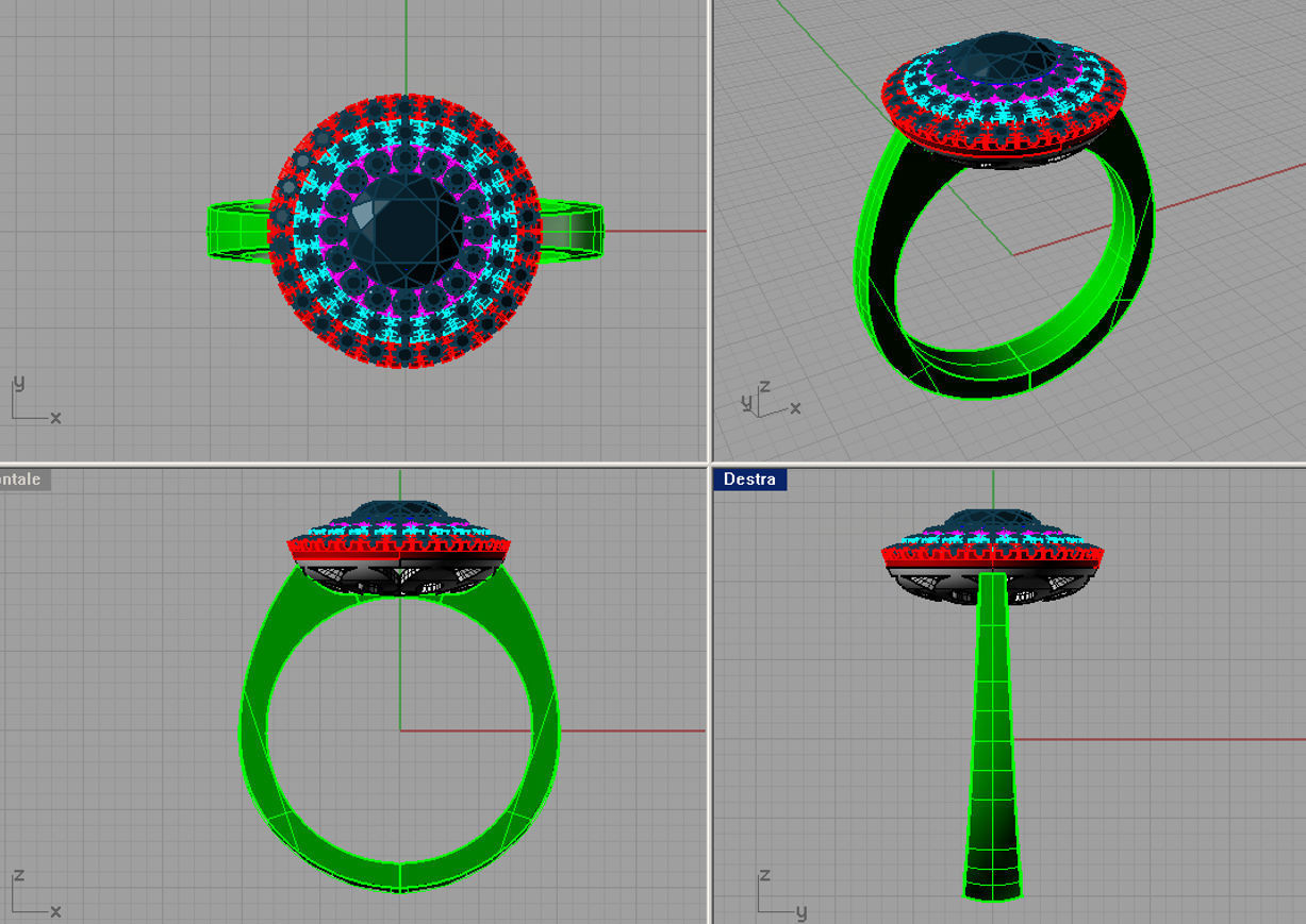 Pave Gems Wedding Gold Ring 3D print model 3D print model_2