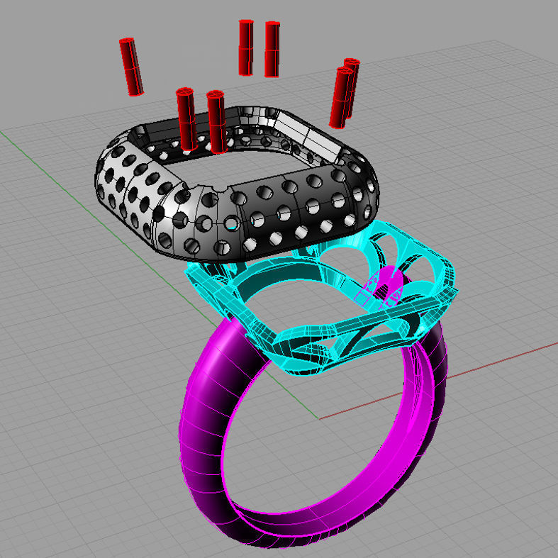 Emerald Diamond Engagement Ring Gold Ring 3D print model 3D print model_4