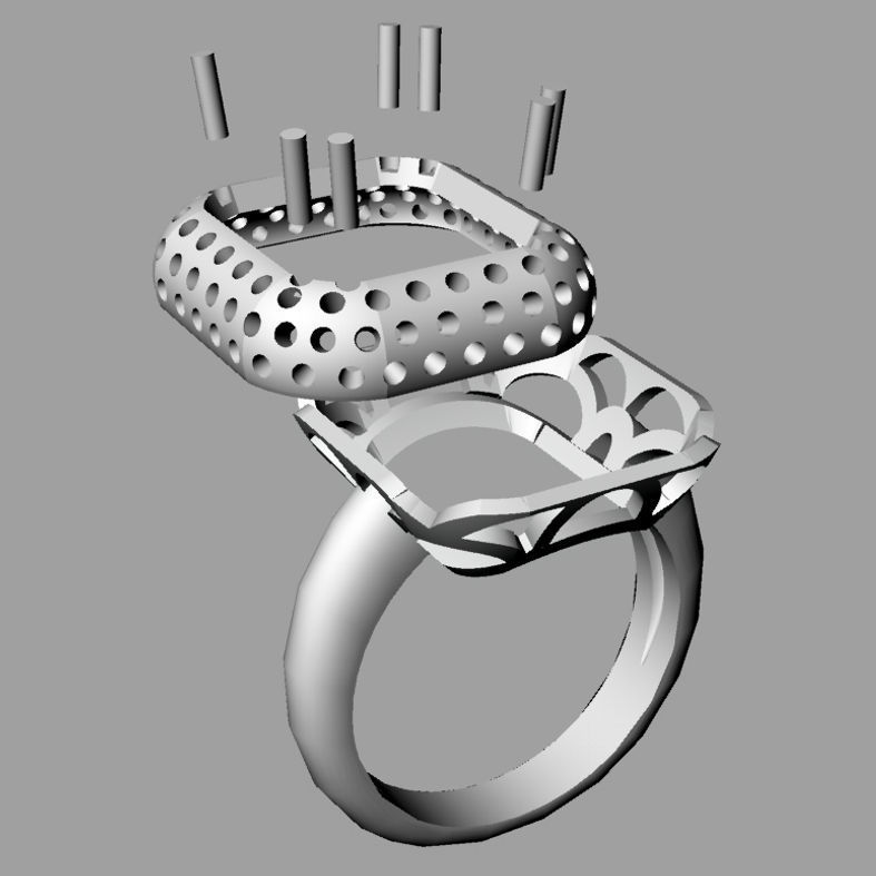 Emerald Diamond Engagement Ring Gold Ring 3D print model 3D print model_5