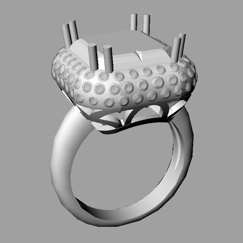 Emerald Diamond Engagement Ring Gold Ring 3D print model 3D print model_1