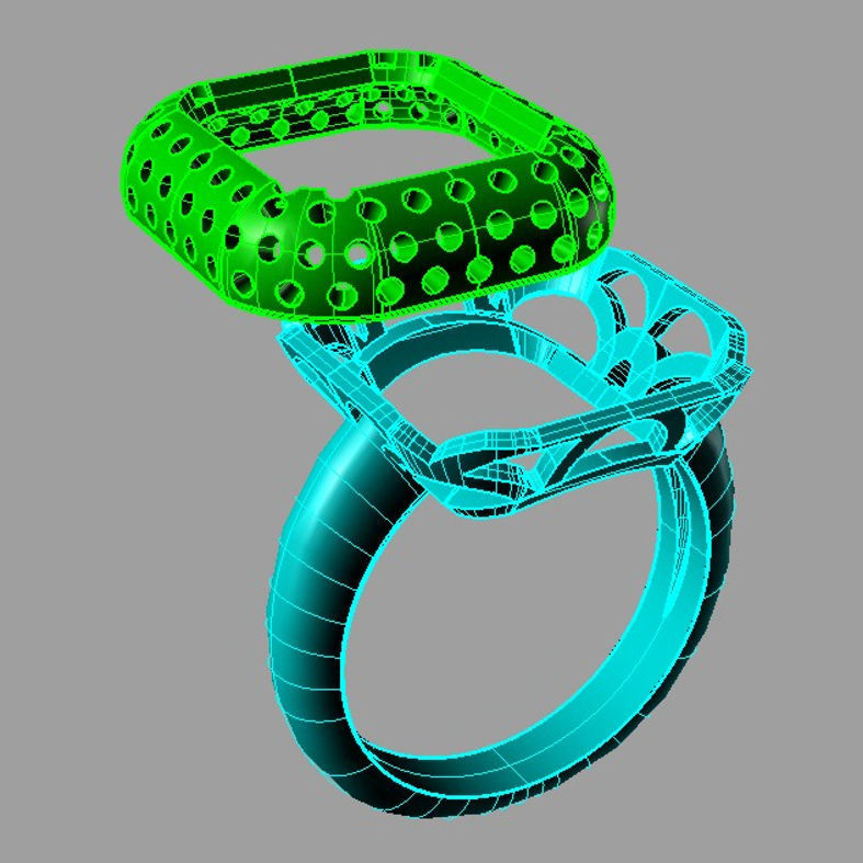 Emerald Diamond Engagement Ring Gold Ring 3D print model 3D print model_3